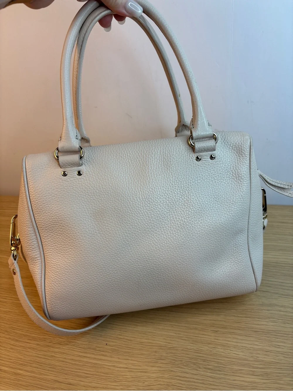 Kate Spade Grant Park Hadley Cream Pebbled Leather Satchel